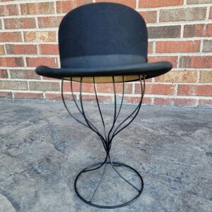 1920s Men's Black Felt Derby Bowler Stetson Size 7 1/4 (23 inches)